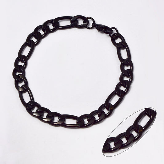 Stainless steel black 22cm x 8.5mm figaro bracelet - SSFIG-8.5X22
