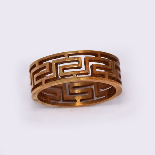 Stainless steel rose gold Grecian cutout band - SSG751