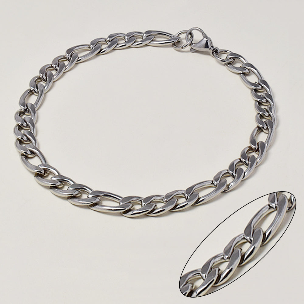Buy 1 get 1 FREE - Stainless steel figaro bracelet 6.5mm x 22.5cm - SSGB6310i