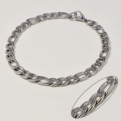 Buy 1 get 1 FREE - Stainless steel figaro bracelet 6.5mm x 22.5cm - SSGB6310i