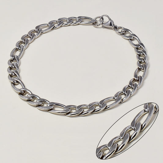 Buy 1 get 1 FREE - Stainless steel figaro bracelet 6.5mm x 22.5cm - SSGB6310i