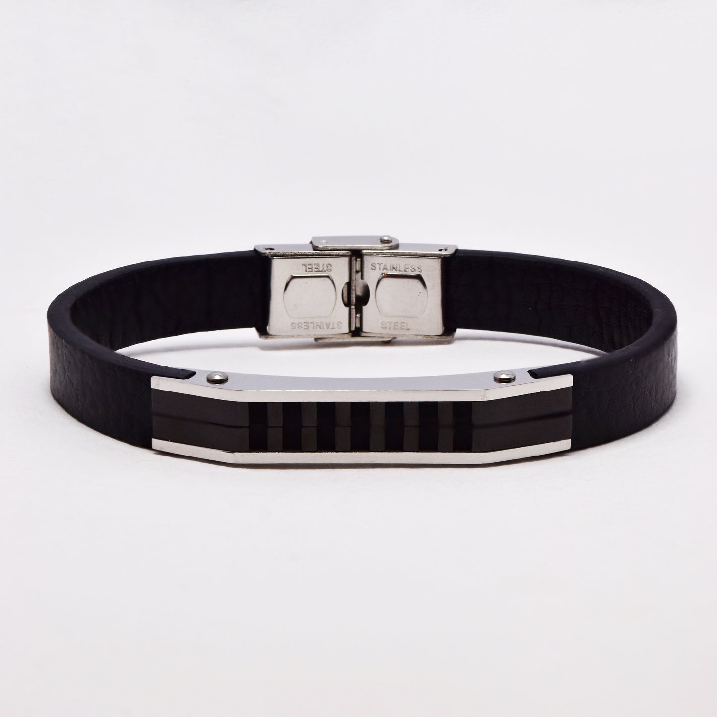 SSGB6463 - Steel and black line ID bracelet