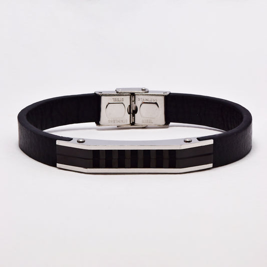 SSGB6463 - Steel and black line ID bracelet