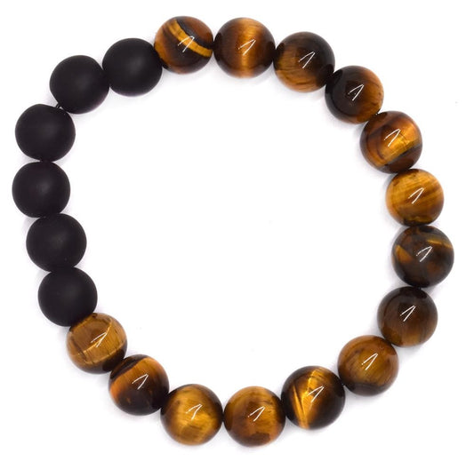 Tigers eye and volcanic rock bead bracelet - SSGB7311