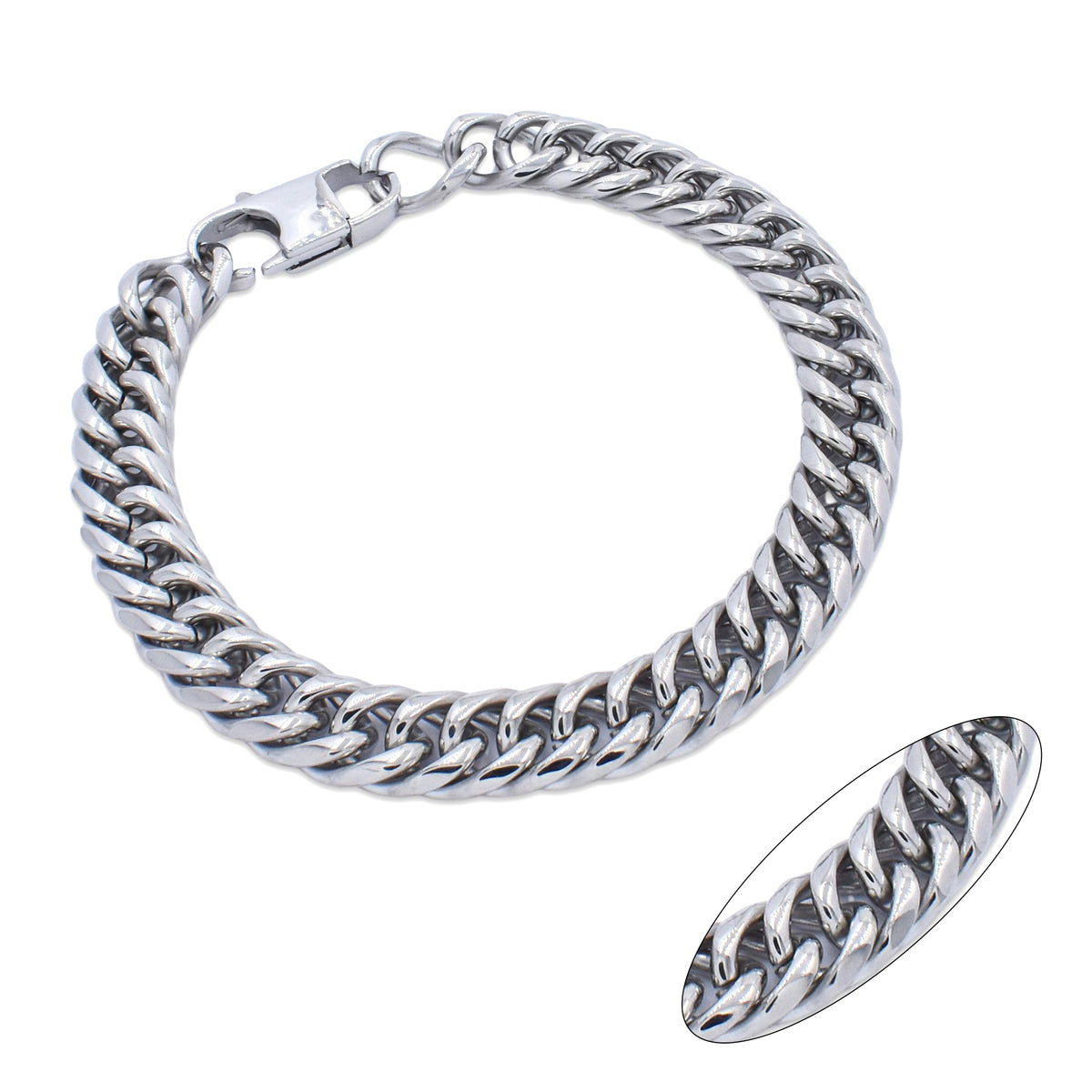 Stainless steel 21cm x 10mm curb bracelet - SSGB7429