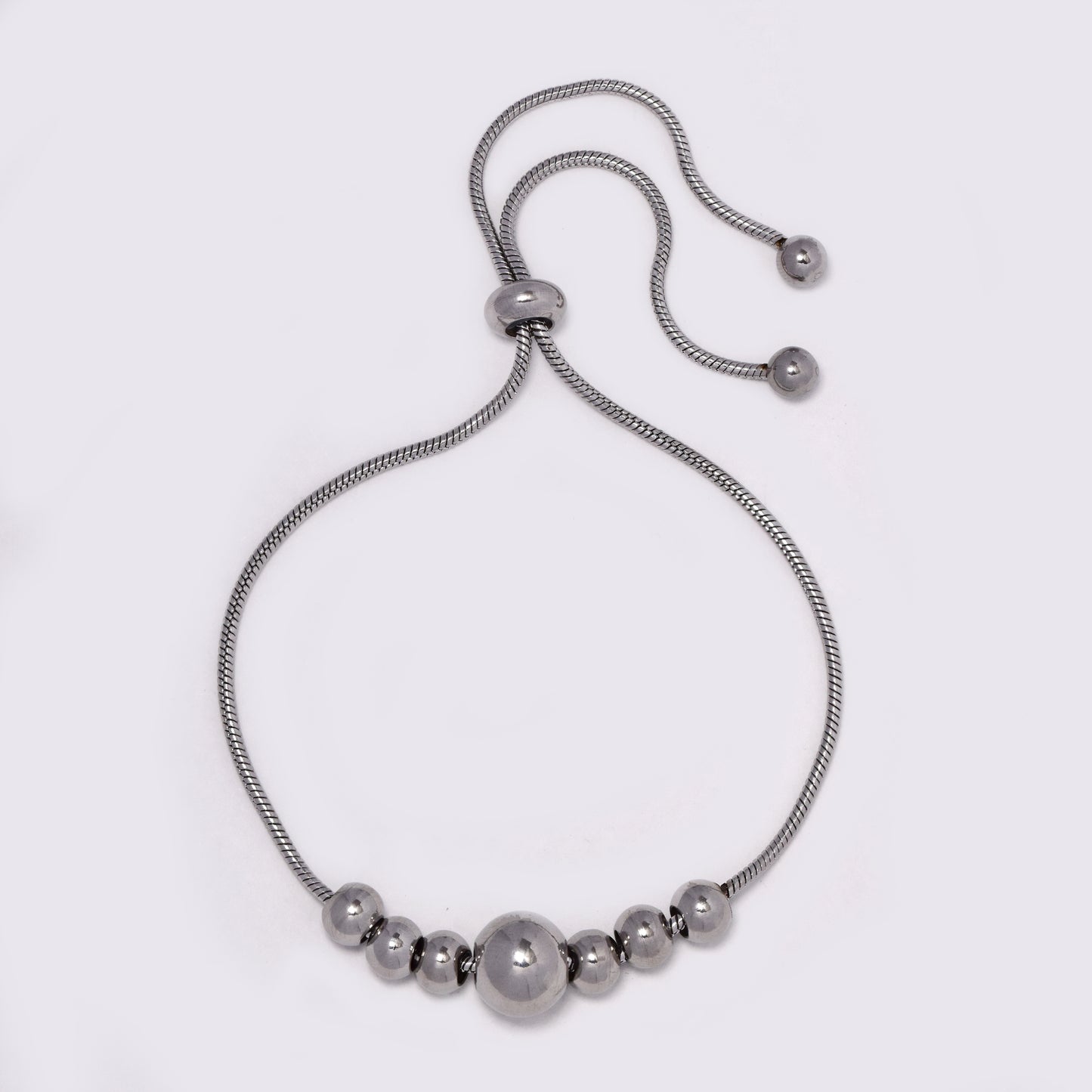 Stainless steel ball slide adjustable bracelet - SSGB7475
