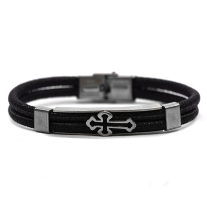 Stainless steel cross ID rubber bracelet - SSGB7614