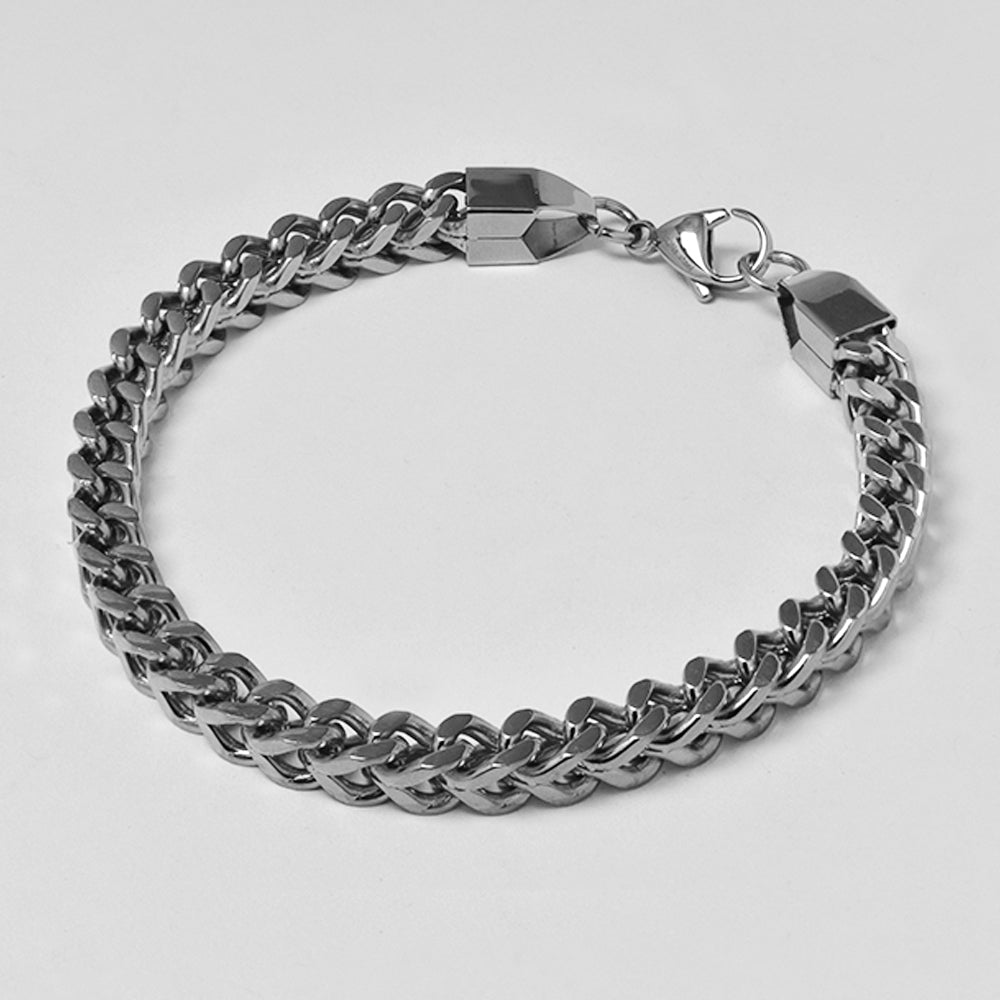 Buy 1 get 1 FREE - Stainless steel square box curb bracelet 5.5mmx22cm - SSGB9415
