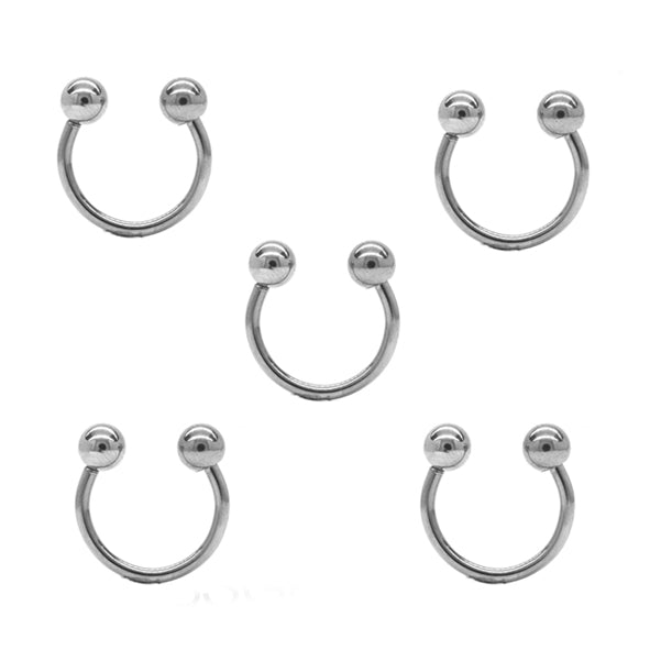 5 Pack stainless steel horse shoe with ball tip septum piercing - SSGBJ9295