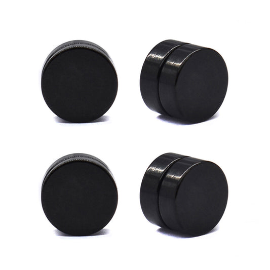 Buy 1 get 1 FREE - 2 Pack stainless steel black 10mm round magnetic stud earring - SSGE1461