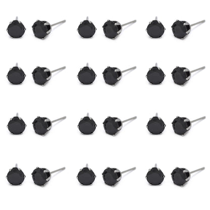 12 Pack stainless steel 6mm cubic zirconia stud earring - SSGE1566