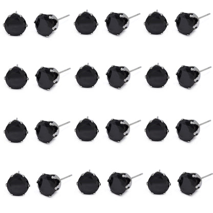 Buy 1 get 1 FREE - 12 Pack stainless steel 8mm cubic zirconia stud earring - SSGE1568