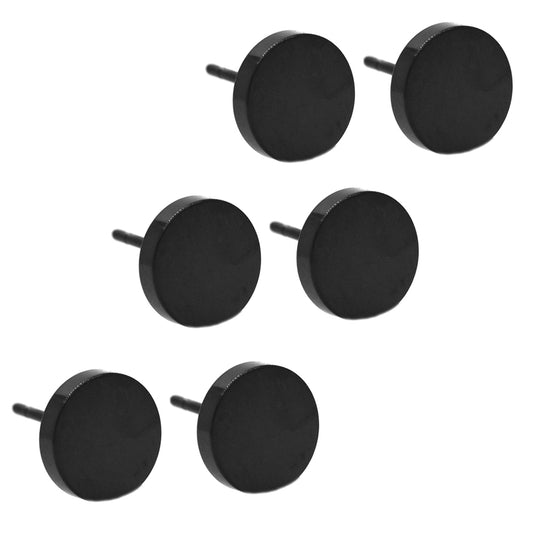 3 Pack stainless steel  round black 8mm stud - SSGE3121