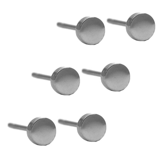 3 Pack stainless steel  6mm stud earring - SSGE3124