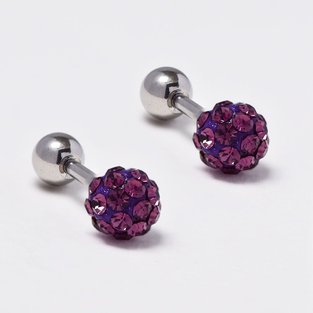 Stainless steel cubic zirconia ball stud earring