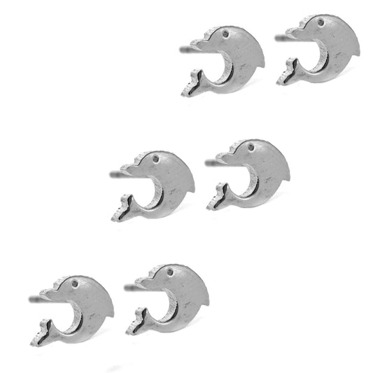 3 Pack stainless steel dolphin stud earrings - SSGE6416A