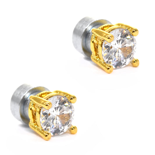 Stainless steel 4mm cubic zirconia magnetic stud earring - SSGE6562