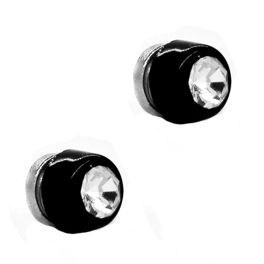 Stainless steel 4mm cubic zirconia magnetic tube stud earring - SSGE6570