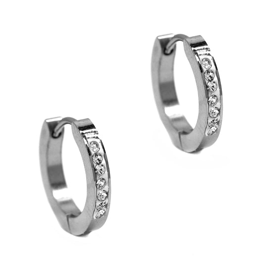 Stainless steel cubic zirconia huggie - SSGE7531