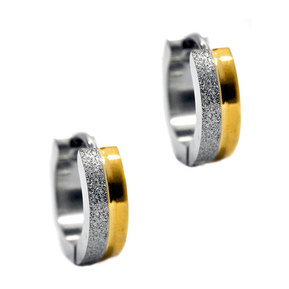 Stainless steel half icing plated huggie - SSGE7535