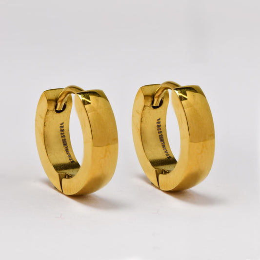 Stainless steel gold plain round huggies - SSGE7543i