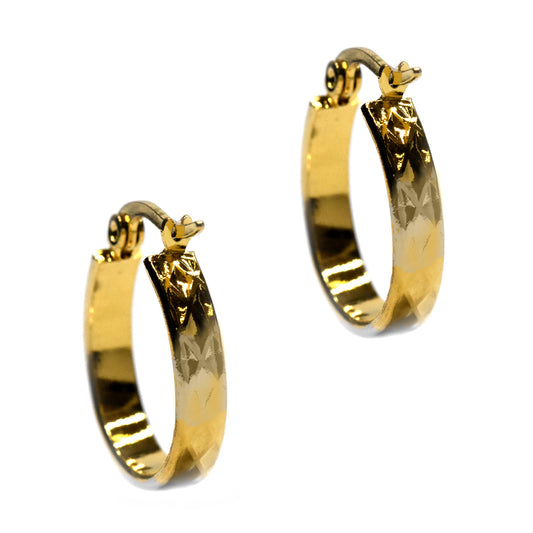 Stainless steel two tone textured 18mm Hoops - SSGE7552
