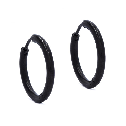 Stainless steel black sleeper 20mm earrings - SSGE804