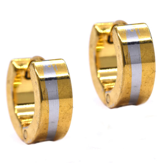 Stainless steel one line gold plated flat huggie - SSGE9111