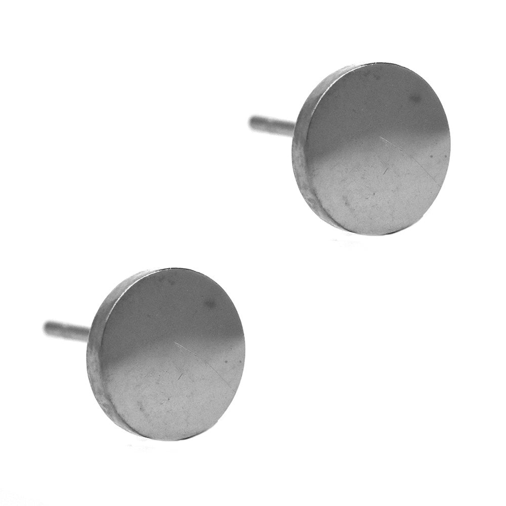 Buy 1 get 1 FREE - Stainless steel high polish round 8mm disc stud earrings - SSGE9432