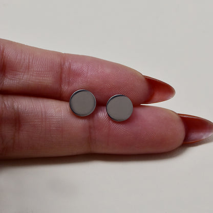 Buy 1 get 1 FREE - Stainless steel high polish round 8mm disc stud earrings - SSGE9432