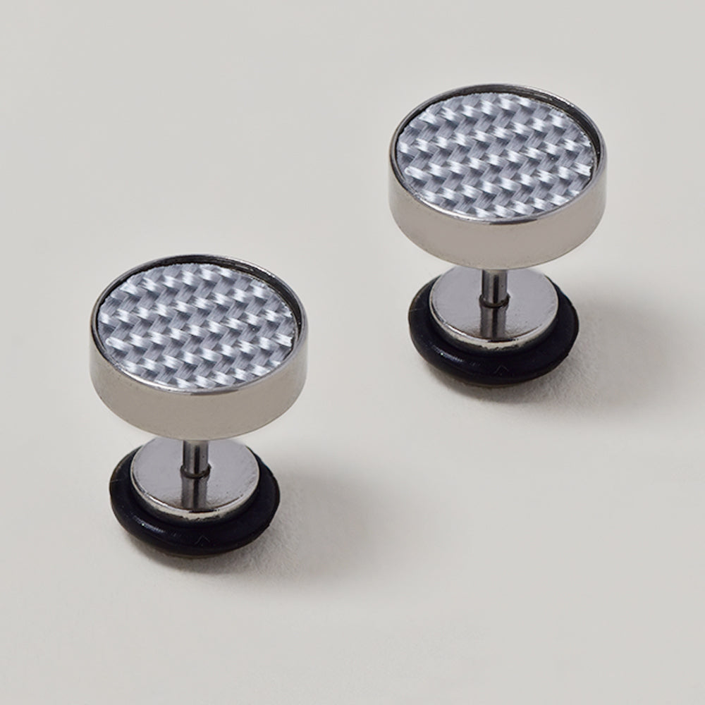 Stainless steel white carbon fibre earrings - SSGE9447i