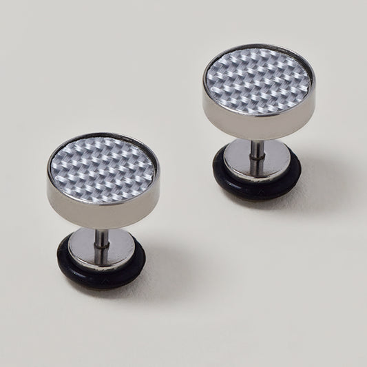 Buy 1 get 1 FREE - Stainless steel white carbon fibre earrings - SSGE9447i