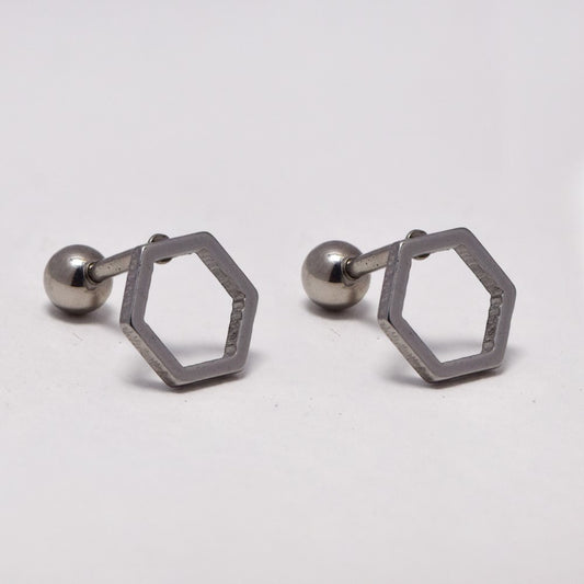 Stainless steel cutout hexagon studs with ball closure - SSGE944