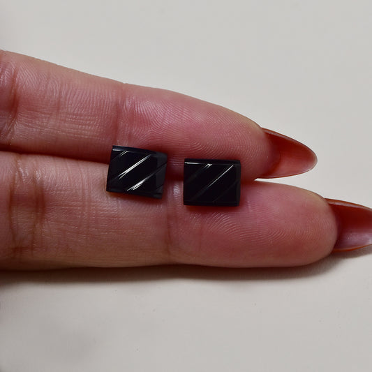 Stainless steel black square patterned studs - SSGE9450i