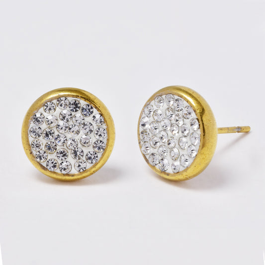 Stainless steel gold cubic zirconia stud earring - SSGE948