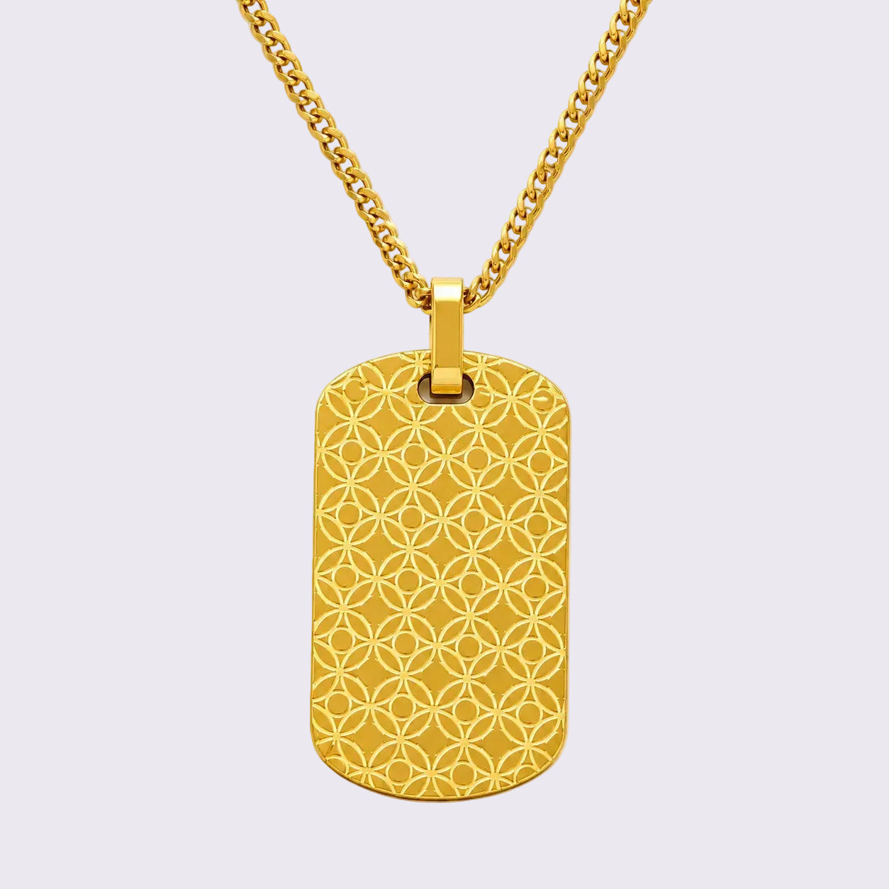 SSGN1529 - Steel 45cm + 5cm geometric pattern dog tag necklace