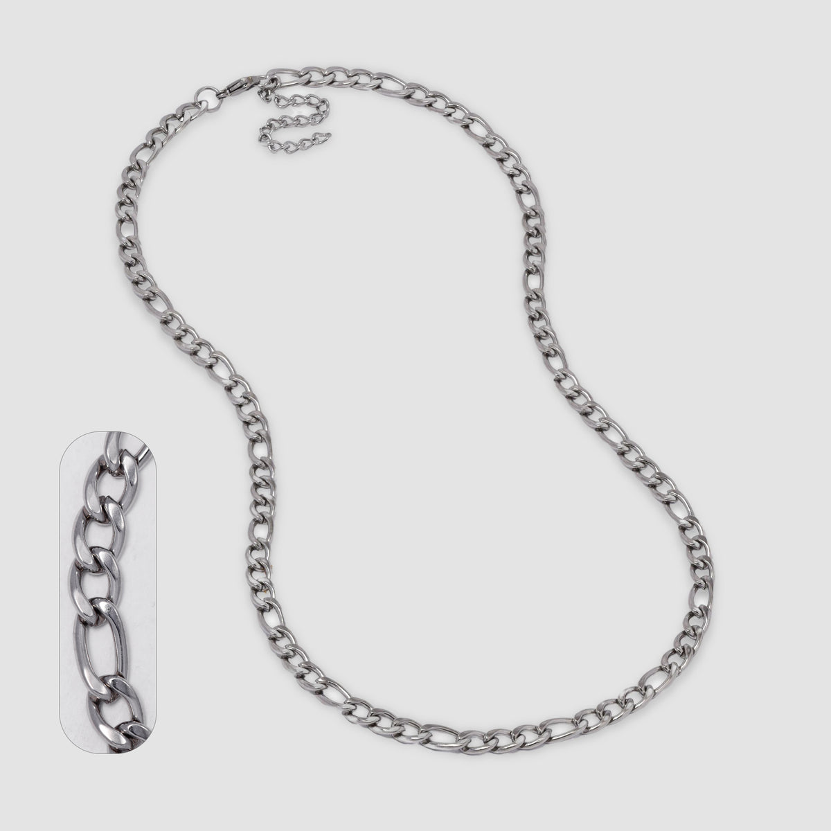 Steel 6.5mm X 60cm figaro chain - SSGN6527