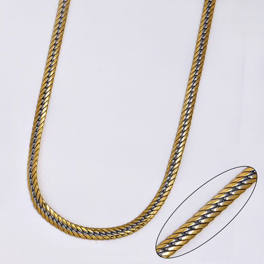 Stainless steel two toned 6mm x 60cm Cuban chain - SSGN7437