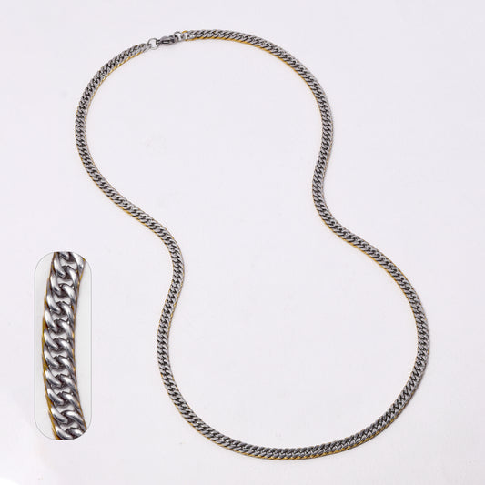 Stainless steel two-toned 6mm x 60cm Cuban chain - SSGN7437