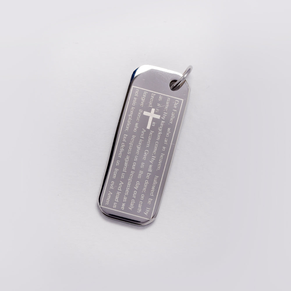 Buy 1 get 1 FREE - Stainless steel Lord's Prayer rounded rectangular disk pendant - SSGN7645IA