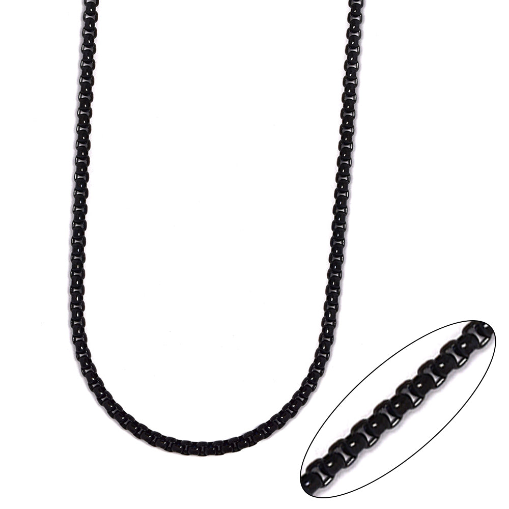 Stainless steel black 3mm x 60cm rolo chain - SSGN9024