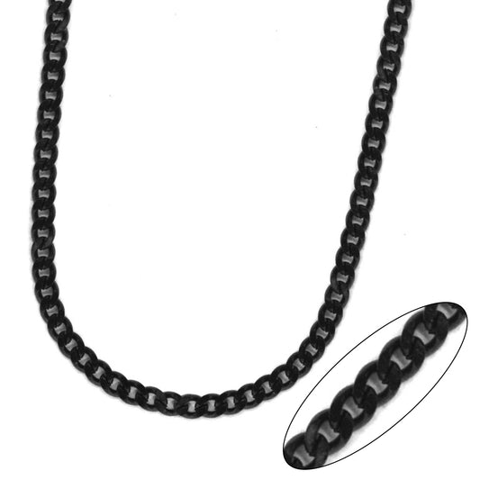Stainless steel black plated 3mm x 70cm curb chain - SSGN9027