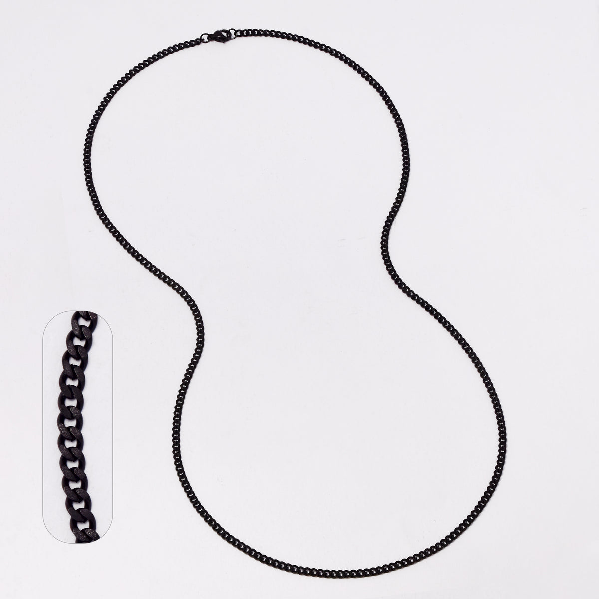 Stainless steel black plated 3mm x 70cm curb chain - SSGN9027