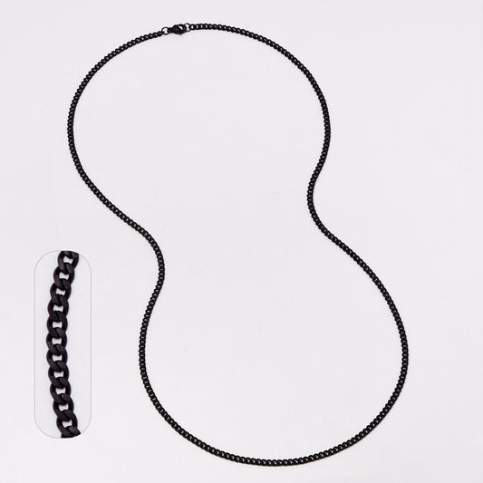 Stainless steel black plated 3mm x 70cm curb chain - SSGN9027