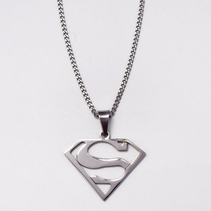 Stainless steel superman pendant on chain - SSGP1557