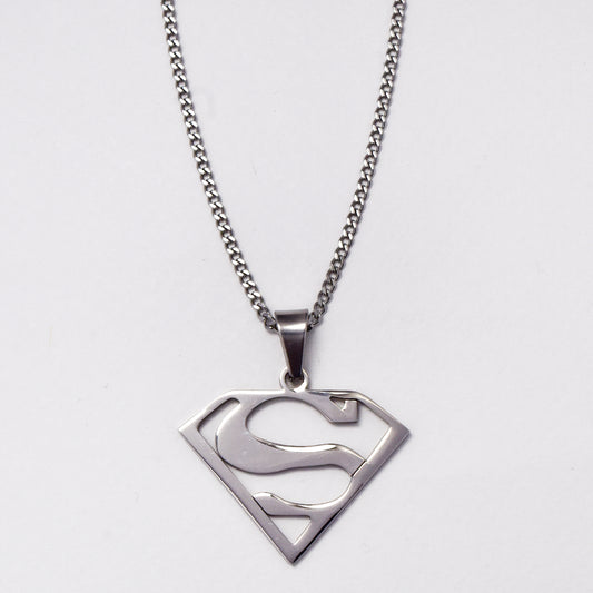 Stainless steel superman pendant on chain - SSGP1557