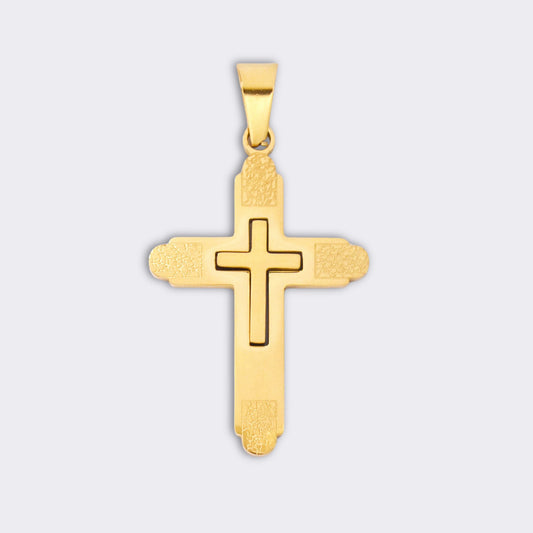 Buy 1 get 1 FREE - SSGP1572 - Steel round edge cross pendant