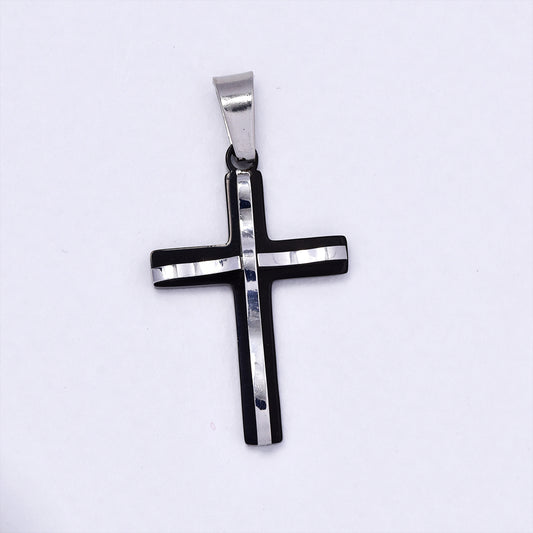 Stainless steel wave cross pendant - SSGP3008
