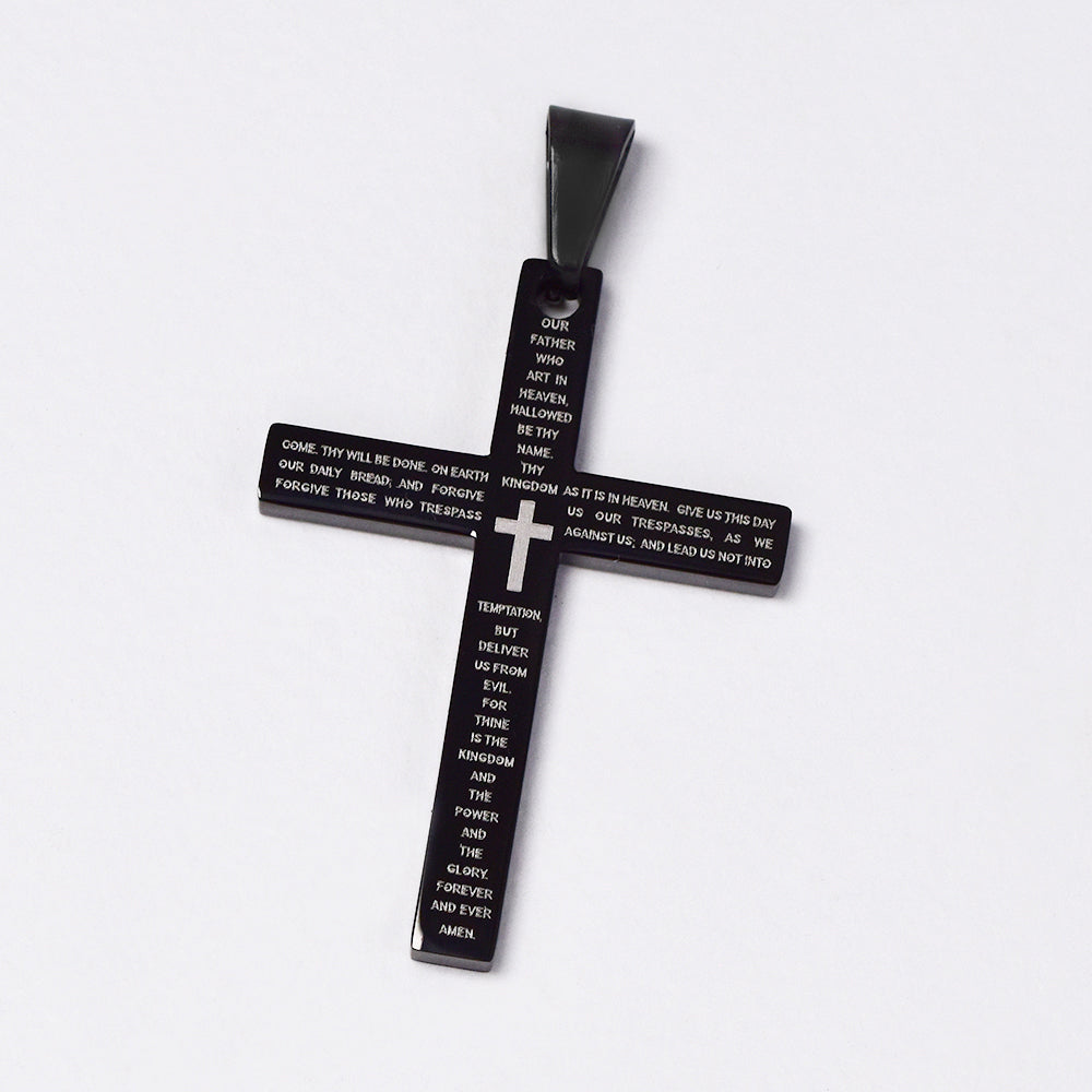 Buy 1 get 1 FREE - Stainless steel English prayer cross pendant - SSGP3388i