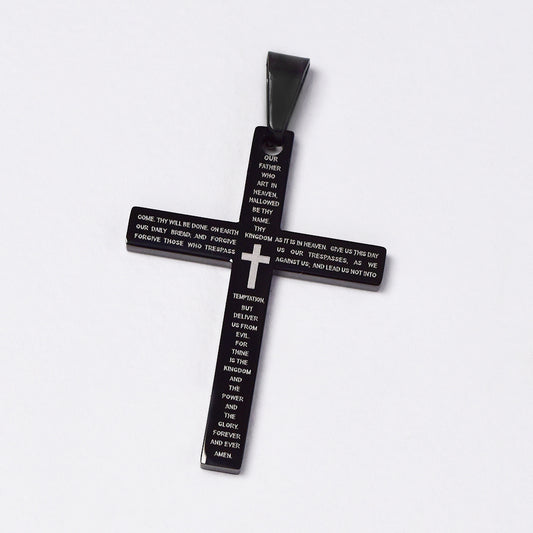 Buy 1 get 1 FREE - Stainless steel English prayer cross pendant - SSGP3388i